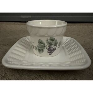 Pfaltzgraff Grapevine Square Basket Plate and Container